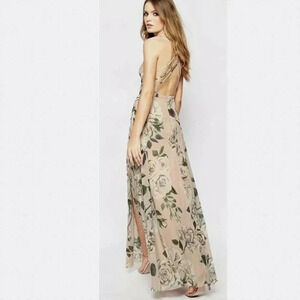 Fame And Partners Pink Floral Strappy Back Maxi Dress Women's Size 4